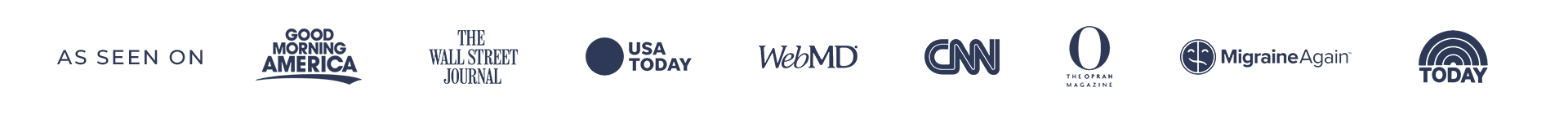 Good Morning America, The Wall Street Journal, USA Today, WebMD, The Oprah Magazine, TODAY, MigraineAgain, CNN, et Business Worldwide 20 Most Innovative Companies to Watch for 2021.